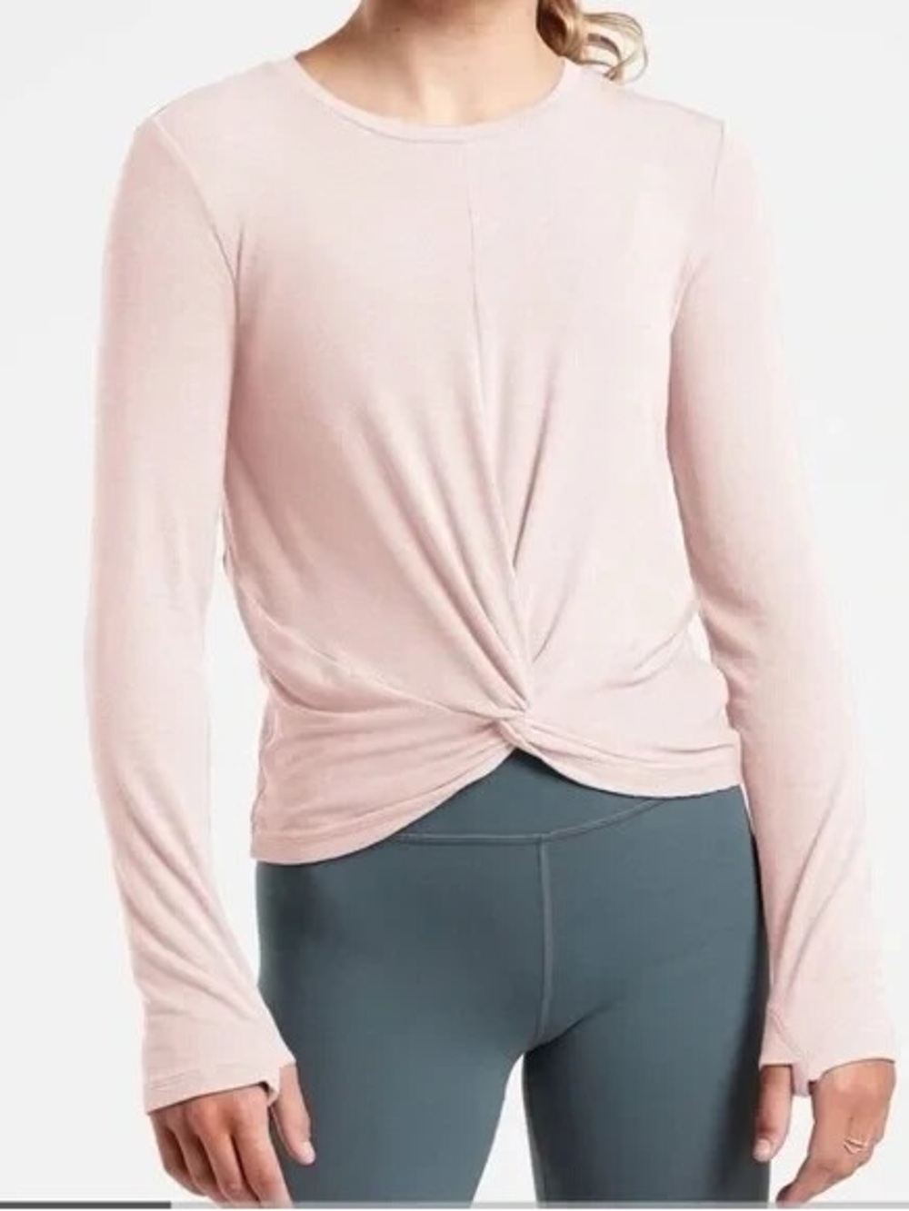 Athleta‎ Pink Twist Front Long Sleeve Active Top Yoga Athleisure Size Small